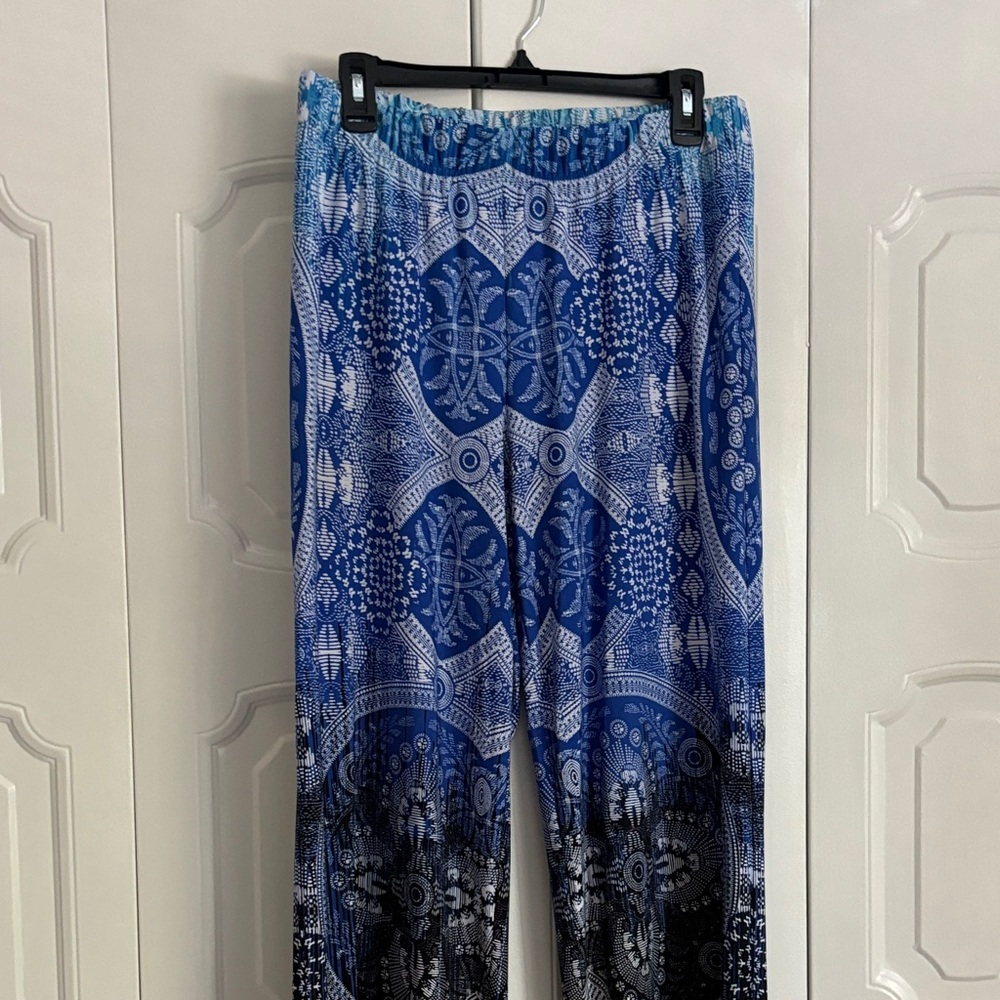 Rafaella Blue and Black Patterned Trousers